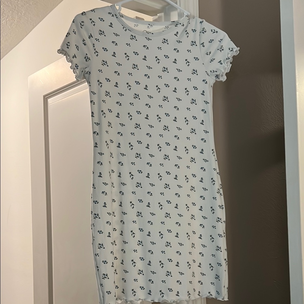 Girls White Floral Print Dress Size L (10/12)